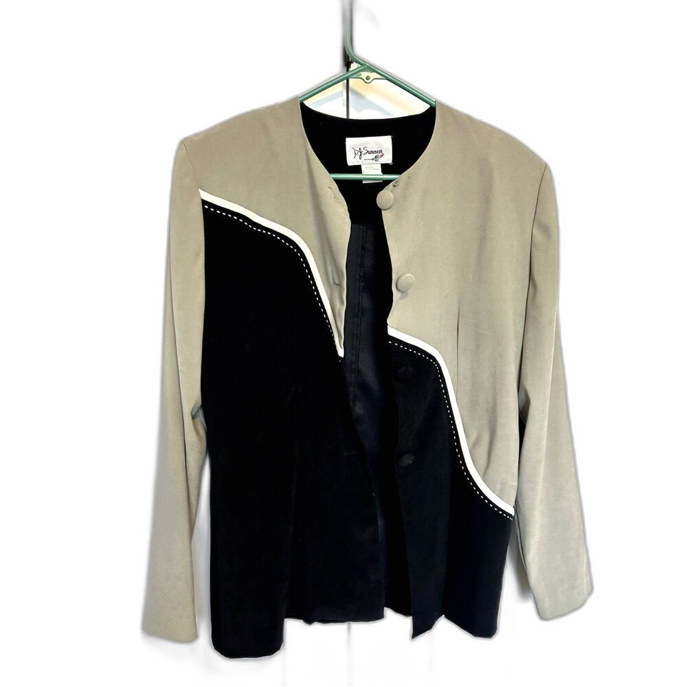 VINTAGE DJ SUMMERS Faux Suede Women's Blazer Jacket Button Up 1980s Office Sz 8 - Picture 2 of 14